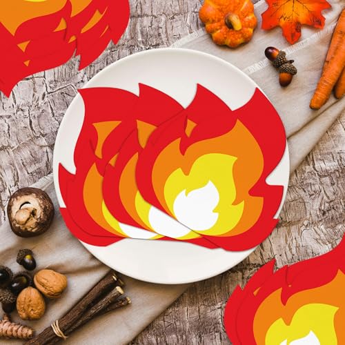 Fire-Shaped Paper Napkins for Parties - Flame Design Decor, 100 Pack