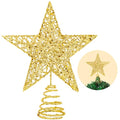 Christmas Tree Topper Star - Gold Glitter Treetop for Holiday Decoration