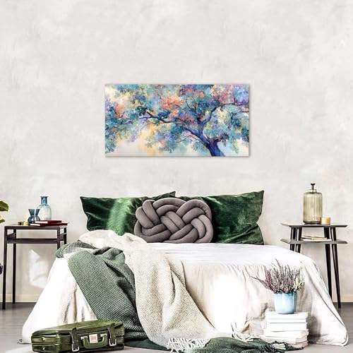 40 Inch Colorful Tree Flower Canvas Wall Art - Abstract Forest Landscape