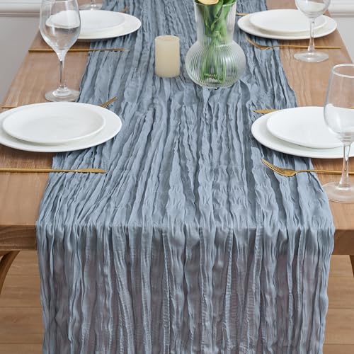 6 Pack Dusty Blue Cheesecloth Table Runners - Fall Wedding Decor 10FT