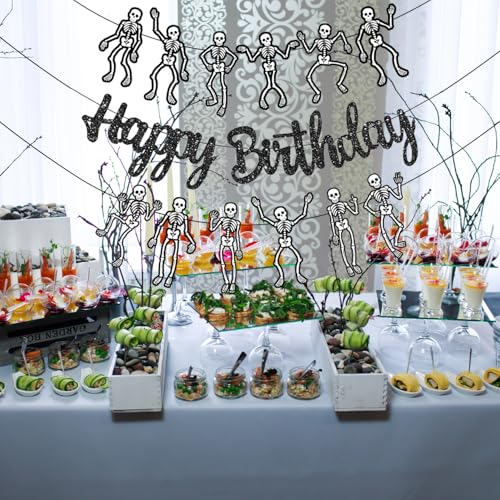 Skeleton Birthday Party Banners - Halloween Skull Decorations for Spooky Celebration