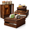 Burnt Wood 4-Piece Wooden Cupcake Stand Set for Party & Dessert Display