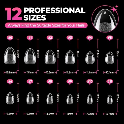 Extra Short Almond Nail Tips Kit with Gel Glue, UV Lamp & Tools - 120Pcs
