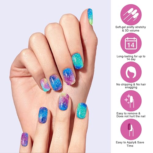 Semi Cured Gel Nail Strips Midsummer Night 175 - Long-Lasting Nail Art Stickers
