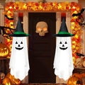 White Halloween Hanging Pumpkin Ghost Decorations - Outdoor Party Decor, 2 Pack