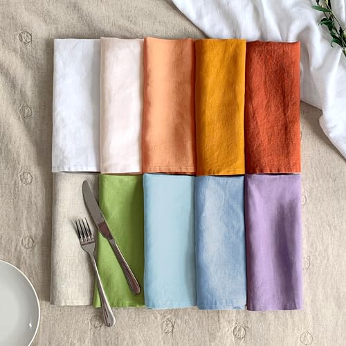 Linen Placemats Set of 4 - 14x19 Inch Natural Lime Green Rustic Table Mats