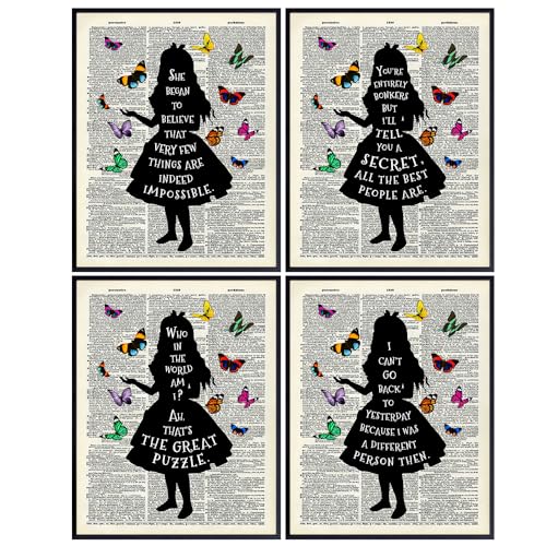 Kids Dictionary Wall Art Set - Alice in Wonderland 11x14 Unframed Prints - Girl Room Decor