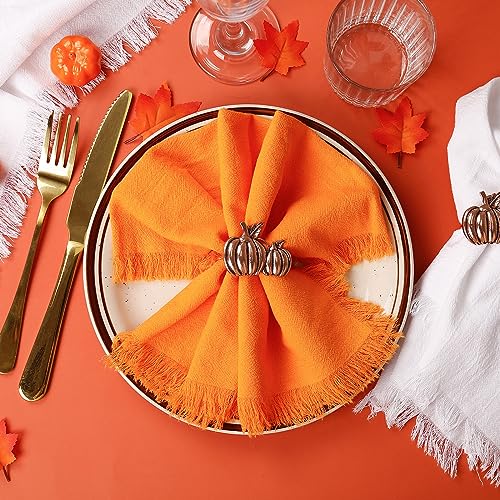 Copper Pumpkin Napkin Rings Set of 6 - Fall Halloween Thanksgiving Table Decor