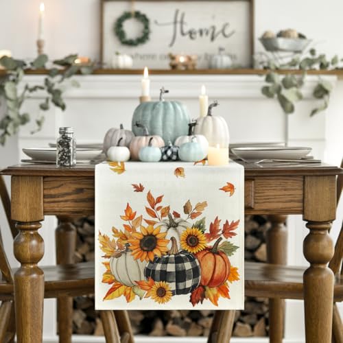 Beige 13x72 Inch Fall Table Runner - Polyester Home Decor for Dining & Parties