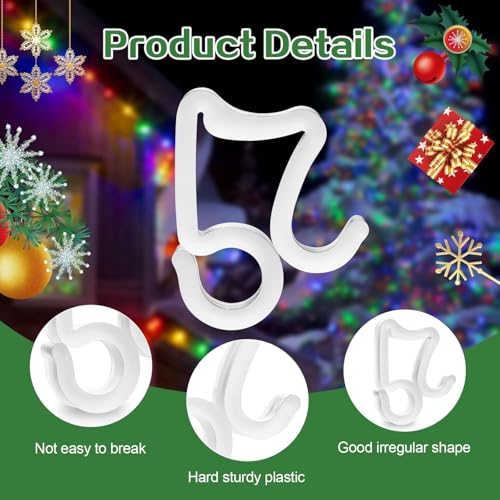 Christmas Light Clips Hooks 200 Pack - Universal Outdoor String Light Holders