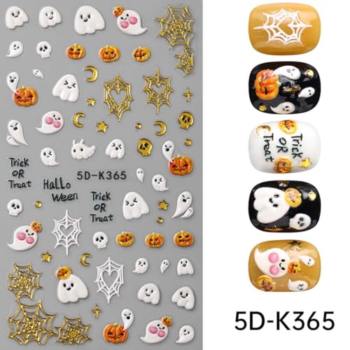 Halloween Nail Stickers Spooky & Cute Nail Art Decals Style-17 - 2 Sheets