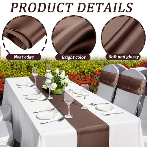 Brown Satin Table Runner 24 Pack - 12 x 108 Inches Bulk Wedding Party Decor Variation of THIS listing