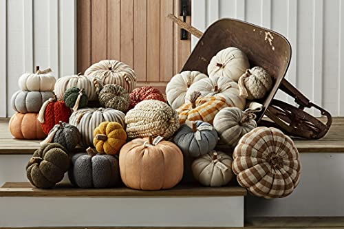 Gray Braided Rope Pumpkin Decor with Wooden Stem - Fall Home Accent