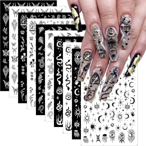 Multicolor Gothic Nail Stickers 3D Self-Adhesive Halloween Nail Art Decals