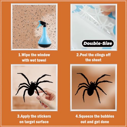 Large Halloween Spider Web Window Cling - 35x14 Inches, 2 Sheets, Style 3