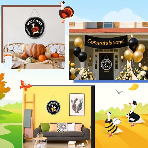 Black Interchangeable Halloween Welcome Sign - 12 Inch Front Door Decor