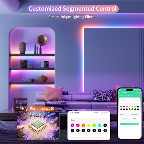 PAUTIX 20ft RGB Smart IC COB LED Strip Lights with Voice Control - Support Alexa & Google, Multicolor, 24V, Flexible Tape Light for Home & Party - Support Voice Activation