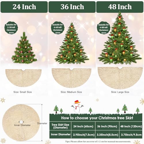 24 Inch Champagne Sequin Christmas Tree Skirt - Sparkly Holiday Decor