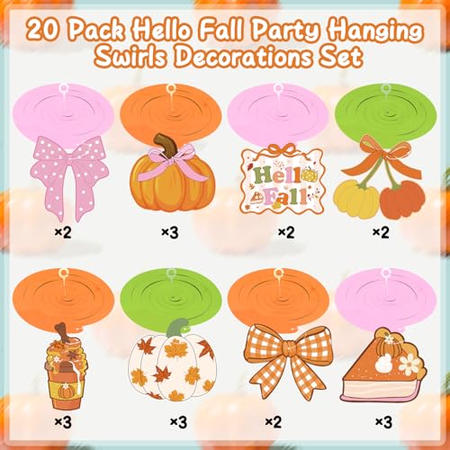 Fall Party Decorations Hanging Swirl Ceiling Decor Pumpkin Bows Thanksgiving