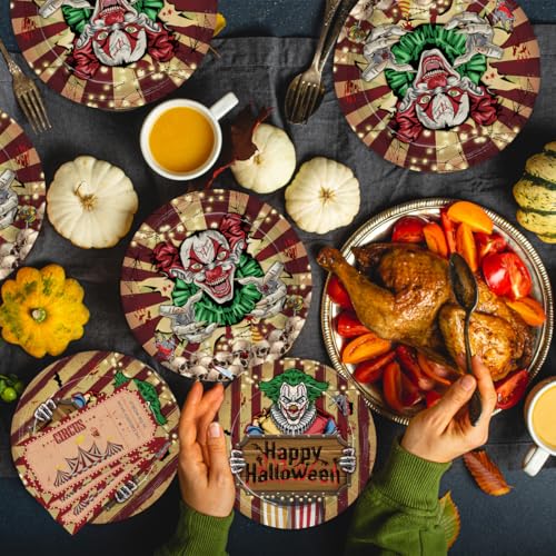 Halloween Evil Circus Disposable Tableware Set for Kids Party - Serves 24