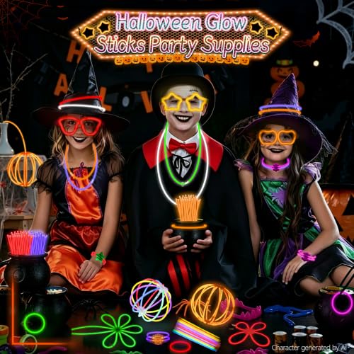 Glow Stick Party Favors Bulk Set with Neon Glasses and Accessories - 8 Colors