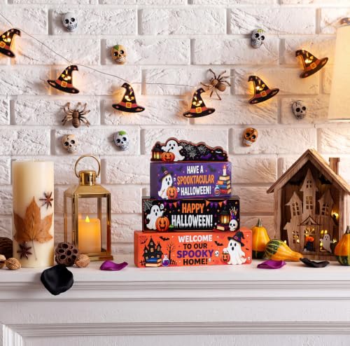 Halloween Ghost Wooden Decor Set for Tabletop and Mantel