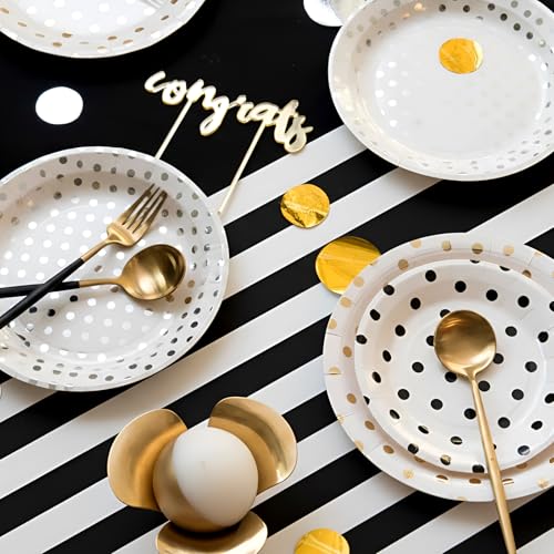 Black Striped Paper Table Runner Roll - 50 Feet x 16 Inches, Disposable