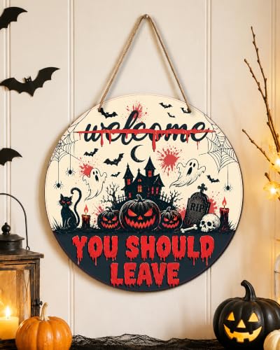 Halloween Wooden Door Sign - Haunted House Haunted House Decor