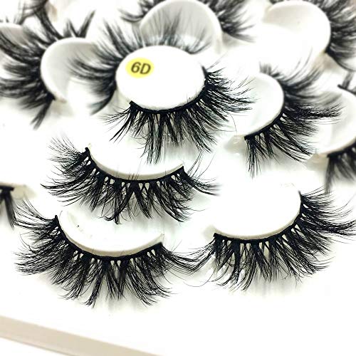 False Eyelashes 3D Wispy Faux Mink Fluff Lashes Pack of 7 - Dramatic Long Volume