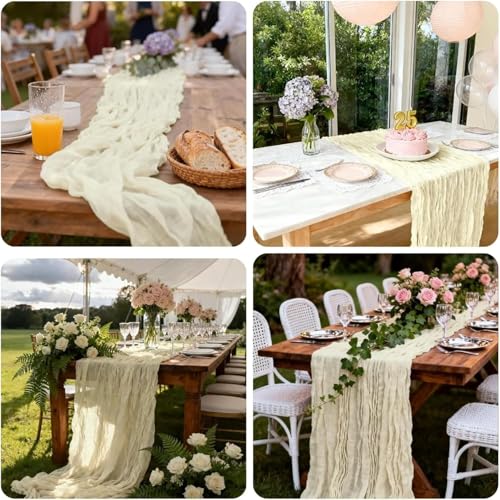 Beige Cheesecloth Table Runner 35 x 120 Inches - 1 Pack