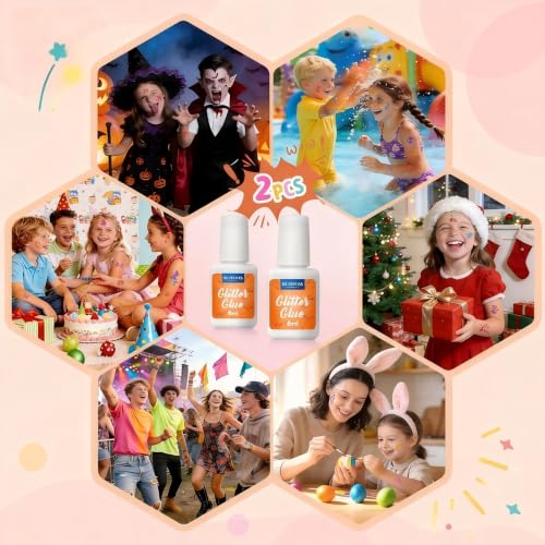Body Glue for Glitter Tattoos 2 Pack - Safe, Non-Irritating, Easy to Use