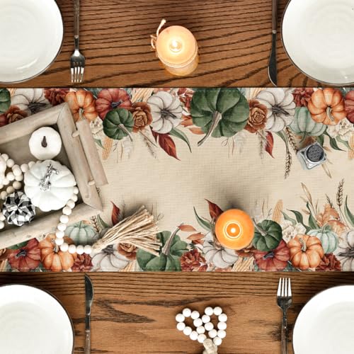 Artoid Mode 210 GSM Fall Table Runner 13x90 Inch Beige Home Decor