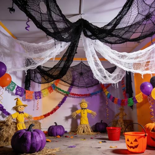 Halloween Decorations Outdoor Indoor Creepy Cloth Set - Black & White, 6 Pieces, 30x72 Inch
