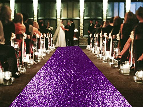 Purple Sequin Wedding Aisle Runner 15x2ft Carpet for Wedding Ceremony & Events - ShinyBeauty