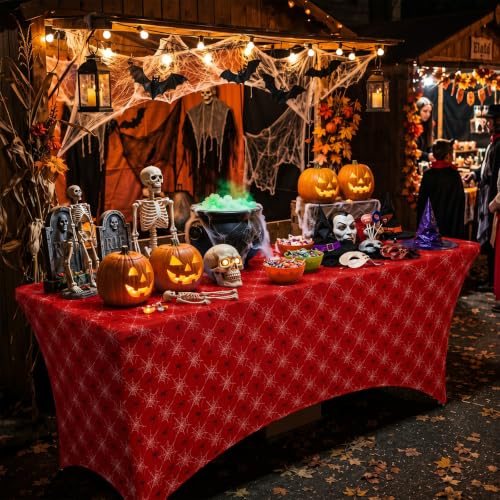 6ft Spider Web Tablecloth for Halloween Birthday Party Decorations