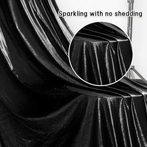 Black Sequin Tablecloth 90x132 Inch Rectangular Sparkly Fabric for Weddings & Events - Black