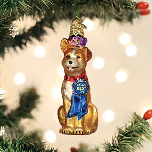 Old World Christmas World's Best Dog Glass Blown Ornament - Handcrafted Holiday Decoration