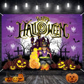 Purple Halloween Witch Banner - Large Spooky Backdrop with Potion Jars & Castle - Witch Variation