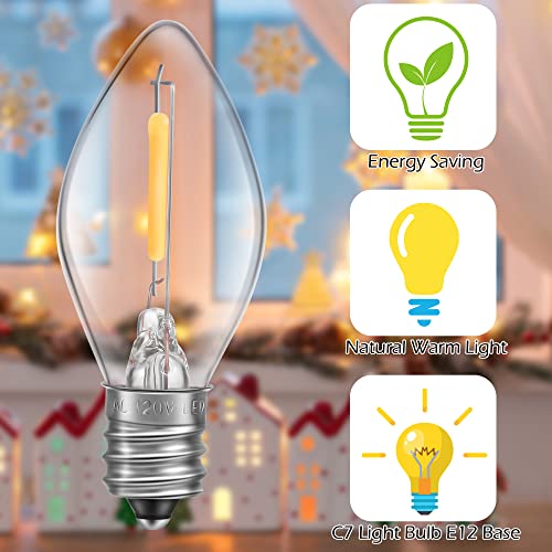 18 LED Bulb Christmas Village Light Cord with Switch & Fuses - 31ft C7 String Lights