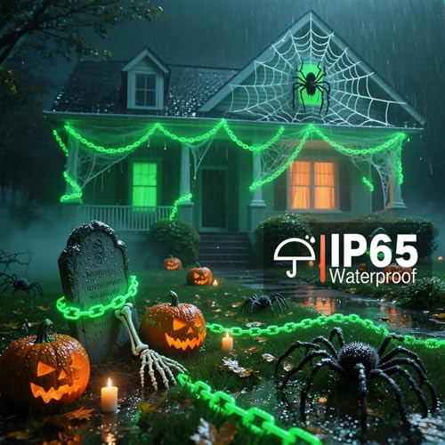 Green Battery Operated Halloween Lights 10Ft with 8 Modes & Timer - Indoor Outdoor Decor