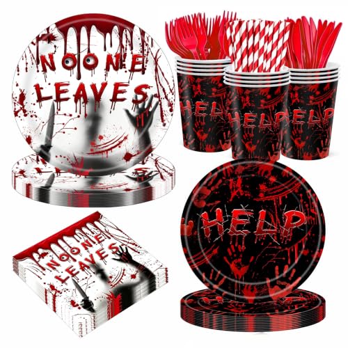 Halloween Party Supplies 24 Guests Dinnerware Set - Horror Themed, Edgy Design, Variation: Halloween 01