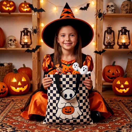 Halloween Tote Bag Ghost Pumpkin Trick or Treat Canvas Bag