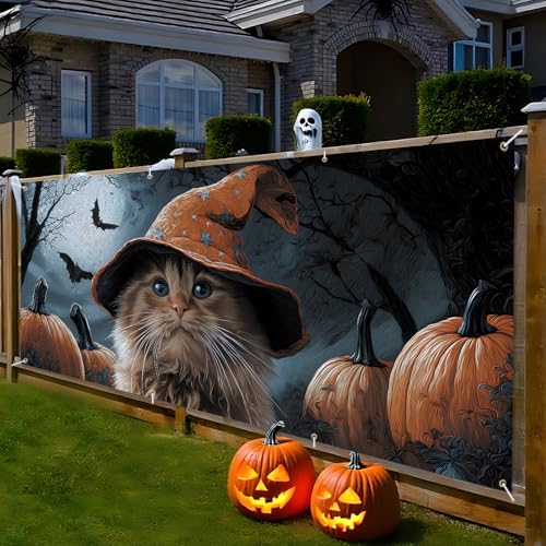 Halloween Garage Door Banner 6x13FT Pumpkin Skull Ghost Door Cover Outdoor Decor