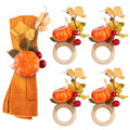 Halloween Pumpkin Eyeball Hand Napkin Rings Set - Fall Dinner Table Decor - Orange Pumpkin Variation