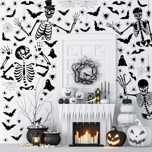 ReliThick Halloween Skeleton Wall Decals with Bat and Spider Variation