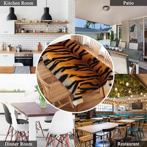 Tiger Print Tablecloth 52x70 Inches Wipeable Indoor Outdoor Kitchen Decor - Brown Black