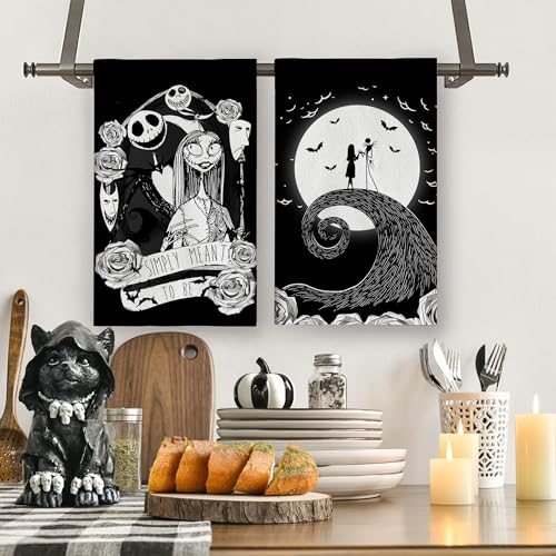 White Halloween Kitchen Towels 18x26 Inches 2-Pack Spooky Home Party Decor