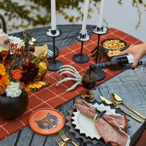 Halloween Wizard Hat Napkin Rings Set of 6 - Black Witch Hat Table Decor