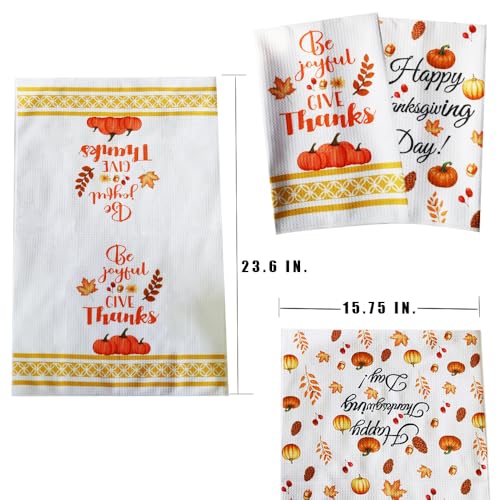Thanksgiving Kitchen Towels Set - 2 Absorbent Fall Holiday Dish Towels
