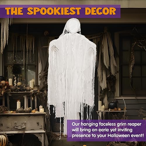JOYIN White Hanging Grim Reaper Halloween Decoration - 63 Inch Outdoor Spooky Ghost
